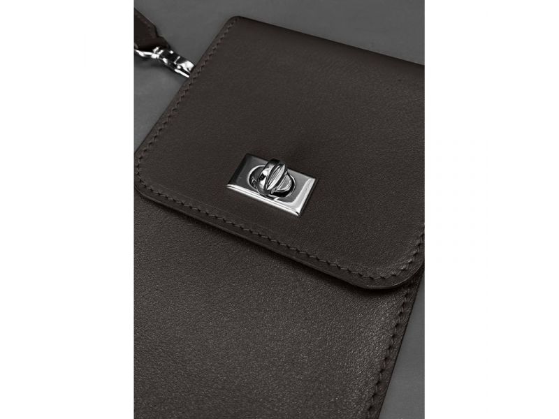 Кожаная сумка-чехол для телефона Tina Темно-коричневая, фото 8