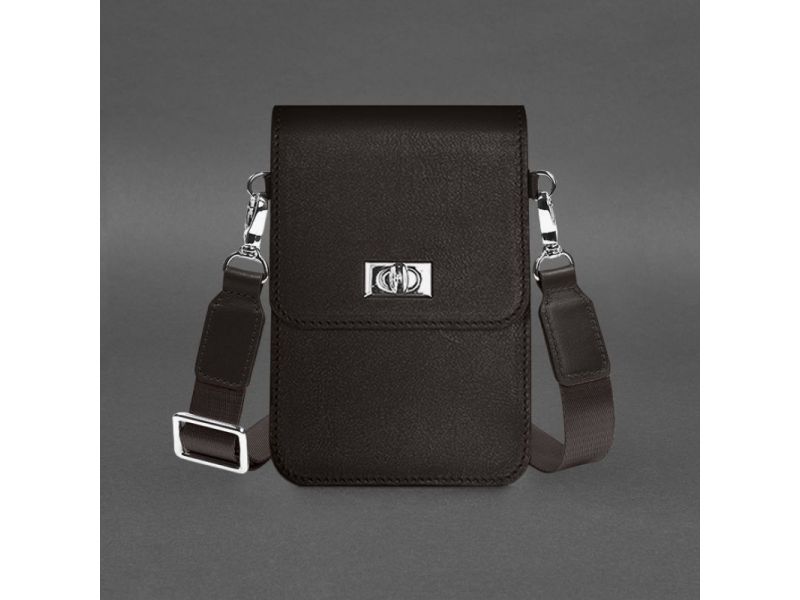 Кожаная сумка-чехол для телефона Tina Темно-коричневая, фото 9