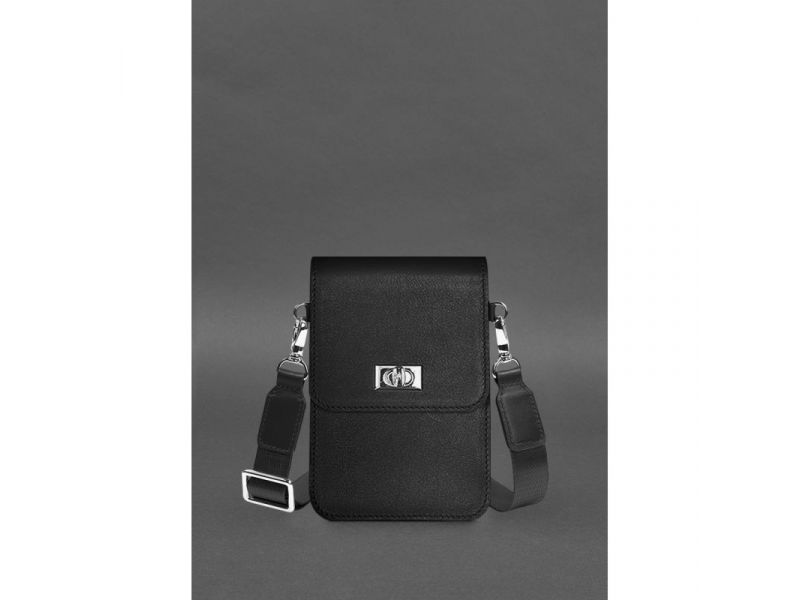 Кожаная сумка-чехол для телефона Tina Черная, фото 1