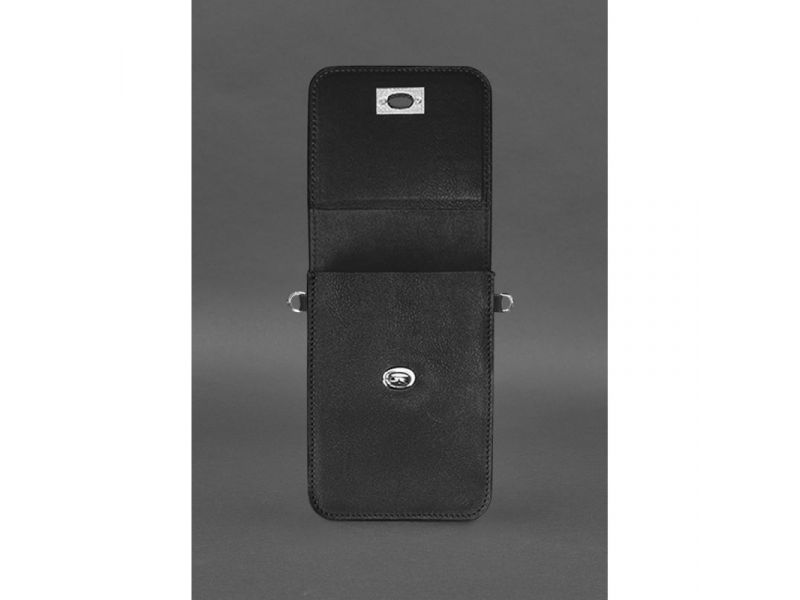 Кожаная сумка-чехол для телефона Tina Черная, фото 4