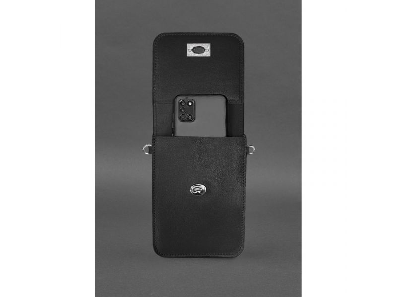 Кожаная сумка-чехол для телефона Tina Черная, фото 5