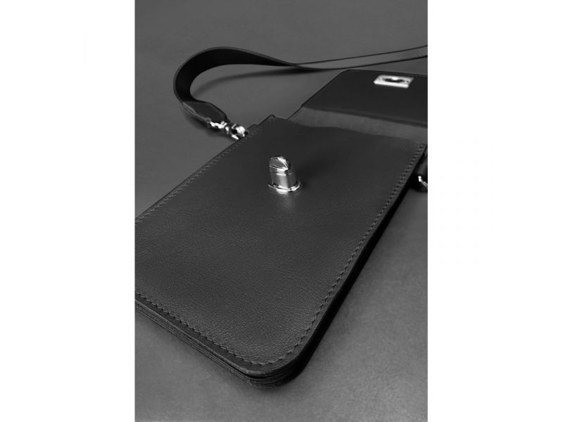 Кожаная сумка-чехол для телефона Tina Черная, фото 7