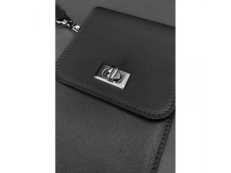 Кожаная сумка-чехол для телефона Tina Черная, фото 8