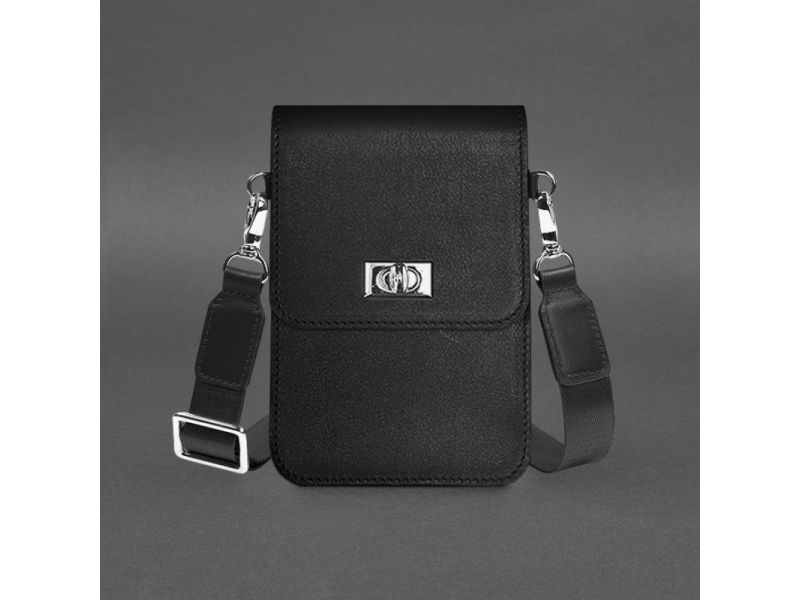 Кожаная сумка-чехол для телефона Tina Черная, фото 9