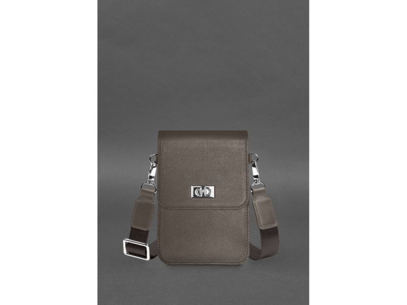 Кожаная сумка-чехол для телефона Tina Темно-бежевая, фото 1