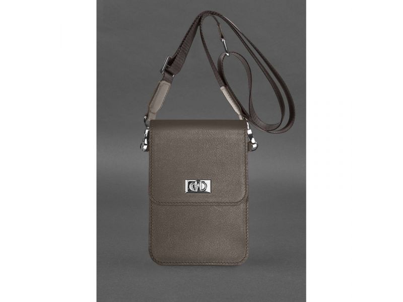 Кожаная сумка-чехол для телефона Tina Темно-бежевая, фото 2