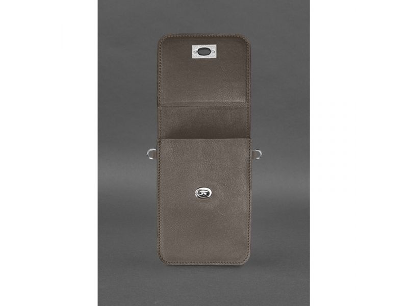 Кожаная сумка-чехол для телефона Tina Темно-бежевая, фото 4