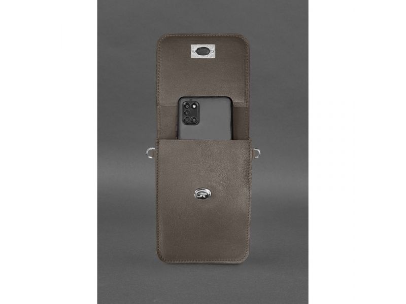 Кожаная сумка-чехол для телефона Tina Темно-бежевая, фото 5