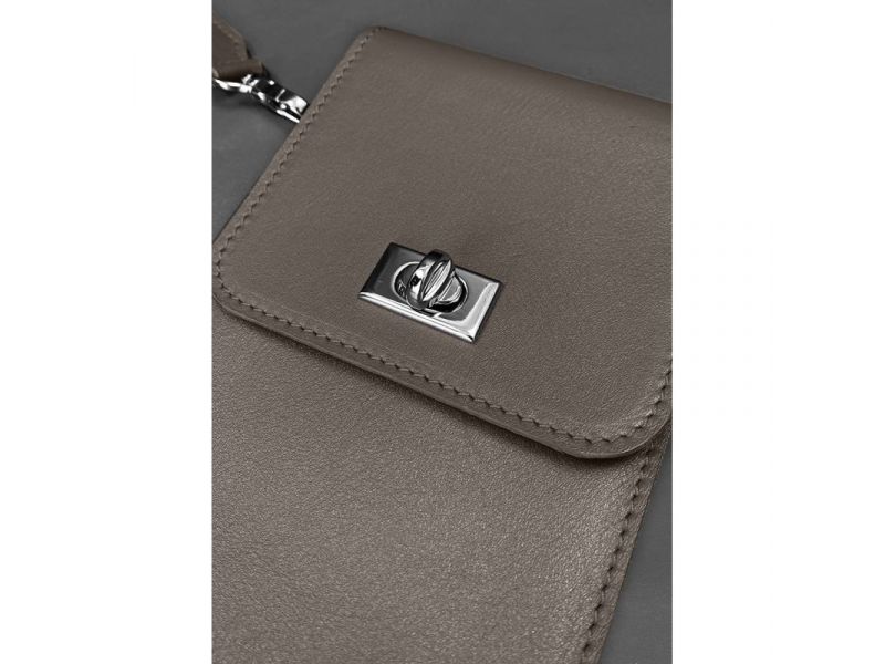 Кожаная сумка-чехол для телефона Tina Темно-бежевая, фото 8