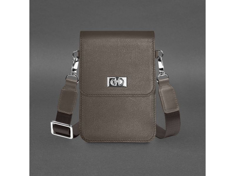 Кожаная сумка-чехол для телефона Tina Темно-бежевая, фото 9