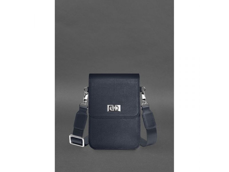 Кожаная сумка-чехол для телефона Tina Синяя, фото 1