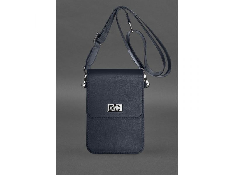 Кожаная сумка-чехол для телефона Tina Синяя, фото 2