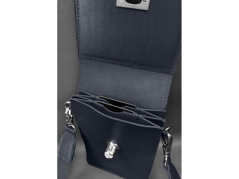 Кожаная сумка-чехол для телефона Tina Синяя, фото 6