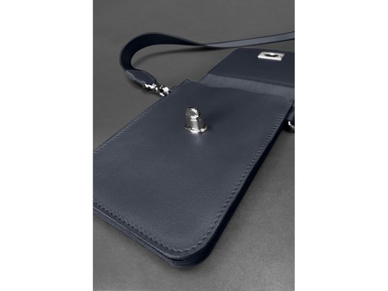 Кожаная сумка-чехол для телефона Tina Синяя, фото 7