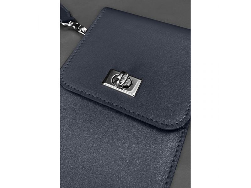 Кожаная сумка-чехол для телефона Tina Синяя, фото 8