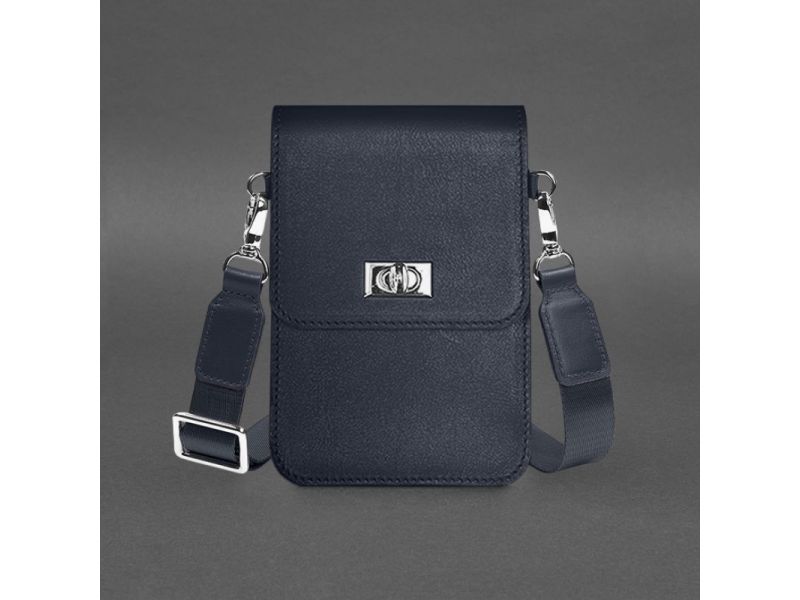 Кожаная сумка-чехол для телефона Tina Синяя, фото 9