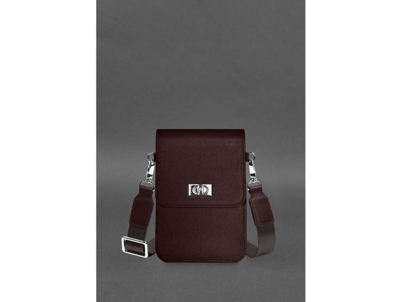 Кожаная сумка-чехол для телефона Tina Бордовая, фото 1