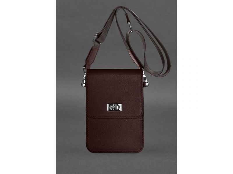 Кожаная сумка-чехол для телефона Tina Бордовая, фото 2
