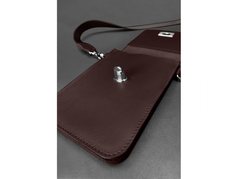 Кожаная сумка-чехол для телефона Tina Бордовая, фото 7