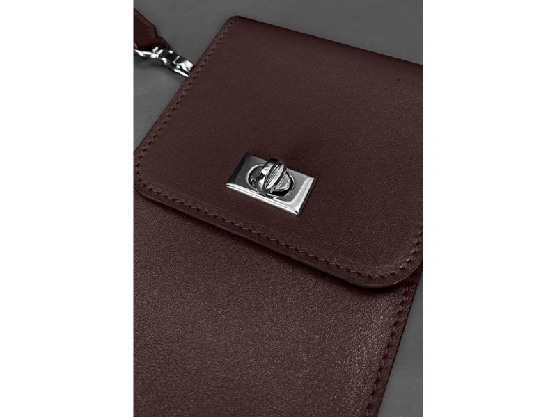 Кожаная сумка-чехол для телефона Tina Бордовая, фото 8