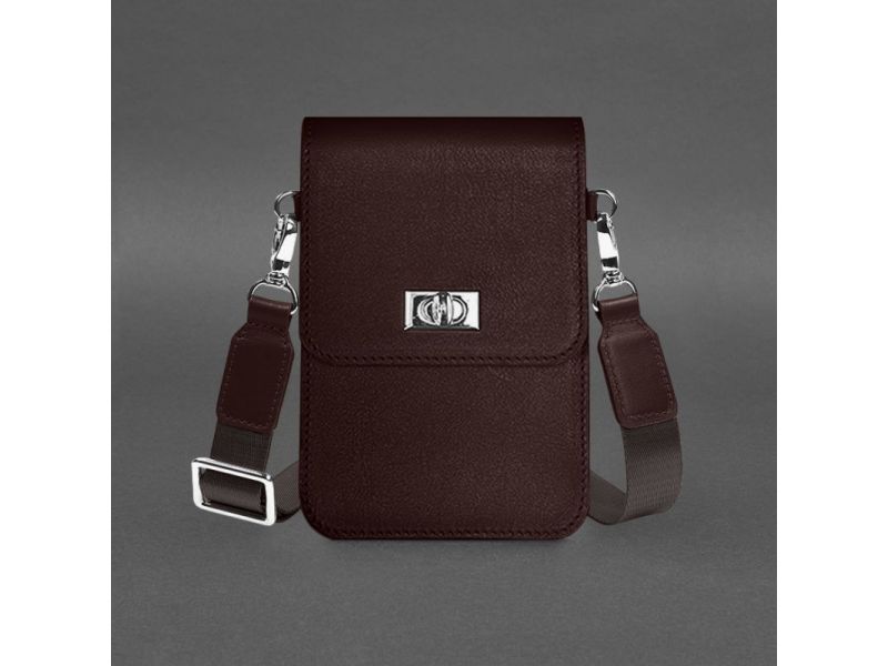 Кожаная сумка-чехол для телефона Tina Бордовая, фото 9