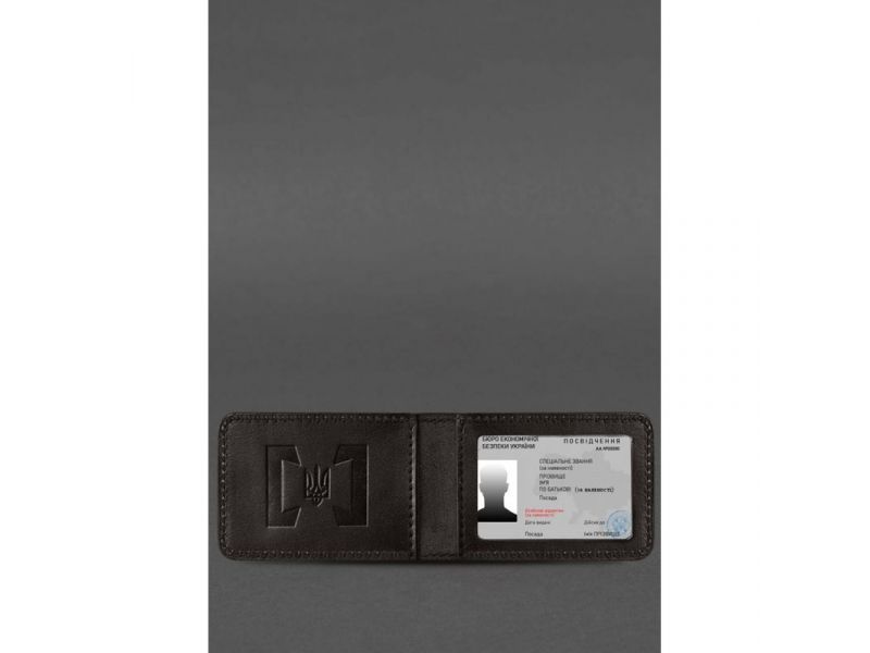 Кожаная обложка для удостоверения БЭБ (Бюро экономической безопасности Украины) Темно-коричневая, фото 3