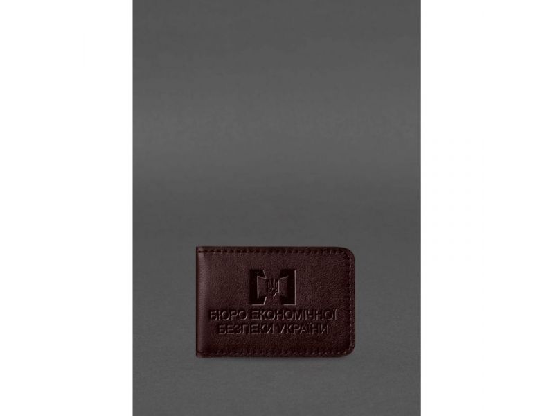 Кожаная обложка для удостоверения БЭБ (Бюро экономической безопасности Украины) Бордовая, фото 1