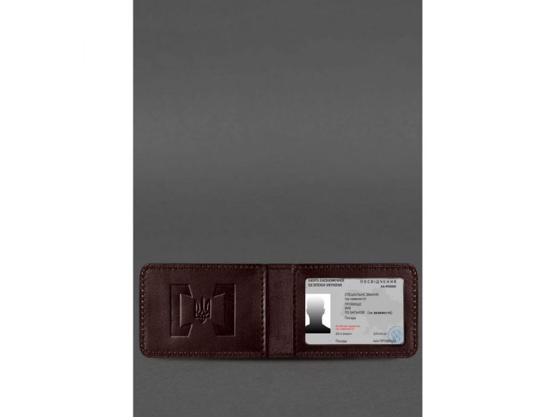 Кожаная обложка для удостоверения БЭБ (Бюро экономической безопасности Украины) Бордовая, фото 3