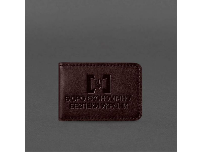 Кожаная обложка для удостоверения БЭБ (Бюро экономической безопасности Украины) Бордовая, фото 6