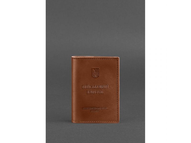 Кожаная обложка для военного билета (под военно-учетный документ) 7.4 А5 светло-коричневая, фото 1