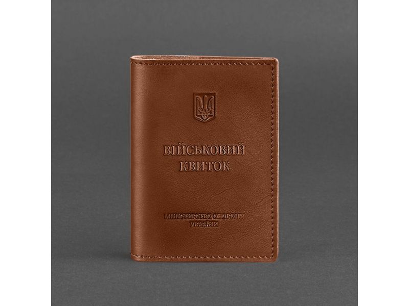 Кожаная обложка для военного билета (под военно-учетный документ) 7.4 А5 светло-коричневая, фото 5