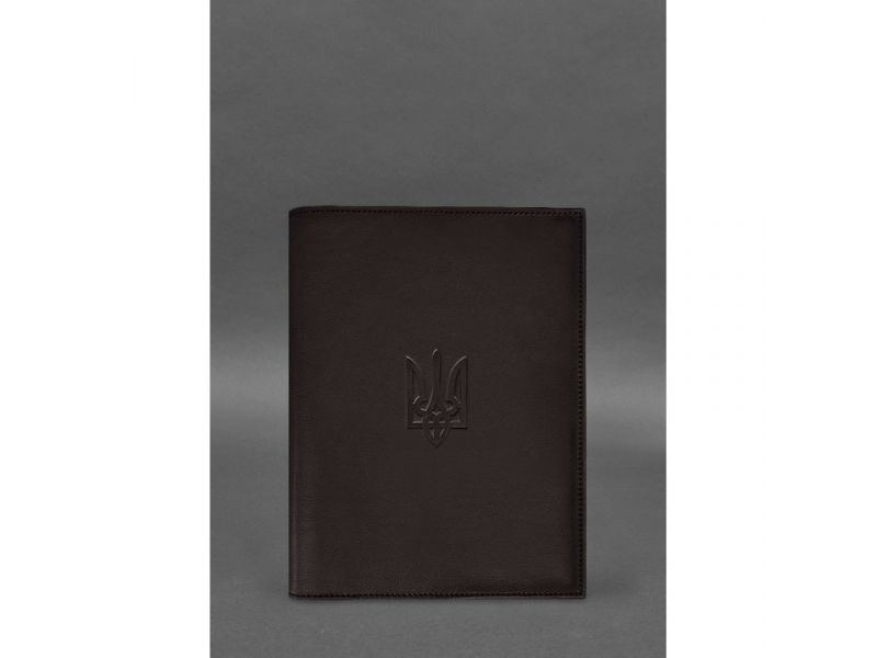 Кожаная обложка для нотариального реестра с Трезубцем темно-коричневая, фото 1