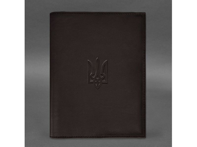 Кожаная обложка для нотариального реестра с Трезубцем темно-коричневая, фото 3