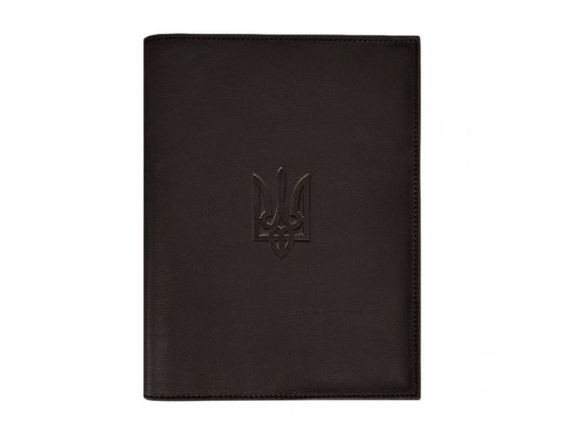 Кожаная обложка для нотариального реестра с Трезубцем темно-коричневая, фото 4