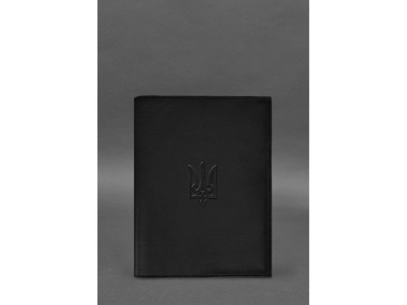 Кожаная обложка для нотариального реестра с Трезубцем черная, фото 1