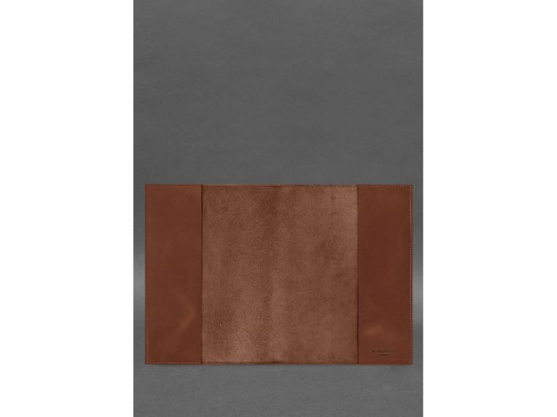 Кожаная обложка для нотариального реестра с Трезубцем светло-коричневая Crazy Horse, фото 2