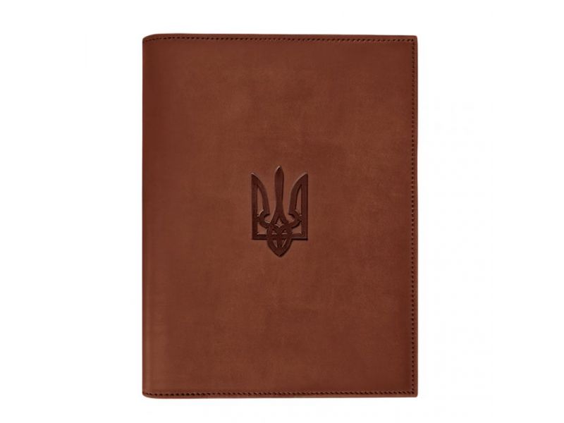 Кожаная обложка для нотариального реестра с Трезубцем светло-коричневая Crazy Horse, фото 4