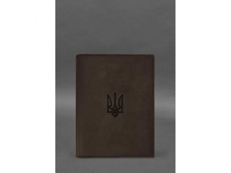 Кожаная обложка для нотариального реестра с Трезубцем темно-коричневая Crazy Horse, фото 1