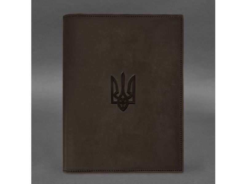 Кожаная обложка для нотариального реестра с Трезубцем темно-коричневая Crazy Horse, фото 3