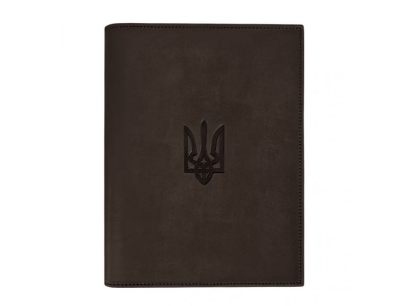 Кожаная обложка для нотариального реестра с Трезубцем темно-коричневая Crazy Horse, фото 4