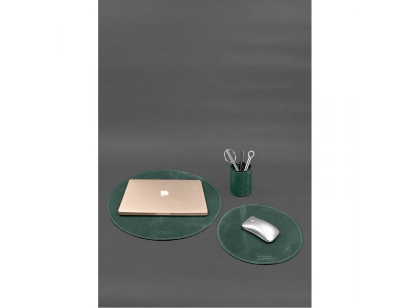 Настольный набор из натуральной кожи 1.2 зеленый Crazy Horse, фото 1