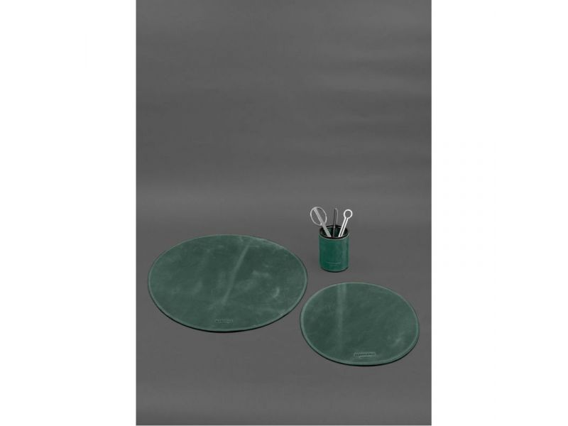 Настольный набор из натуральной кожи 1.2 зеленый Crazy Horse, фото 2