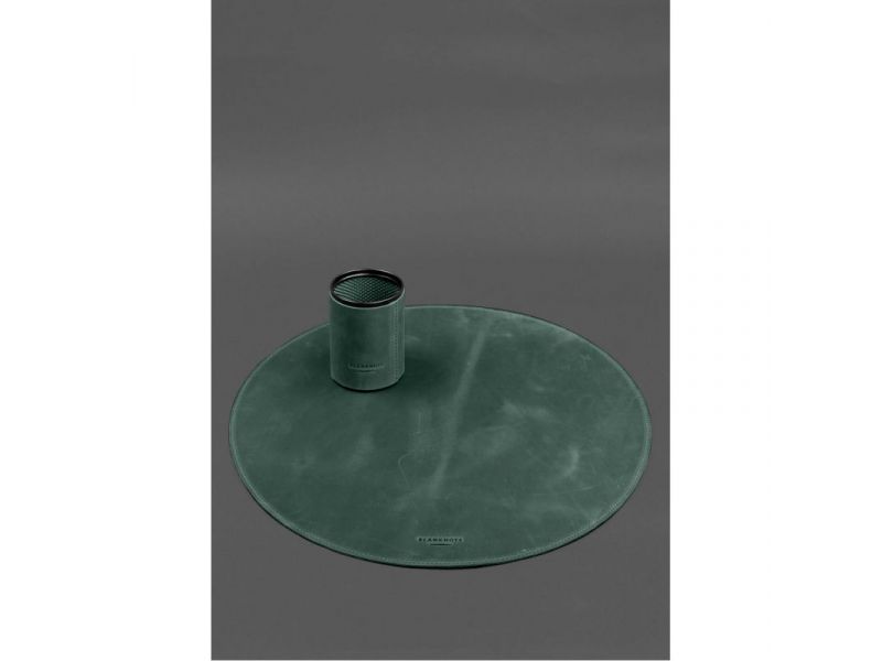 Настольный набор из натуральной кожи 1.2 зеленый Crazy Horse, фото 3