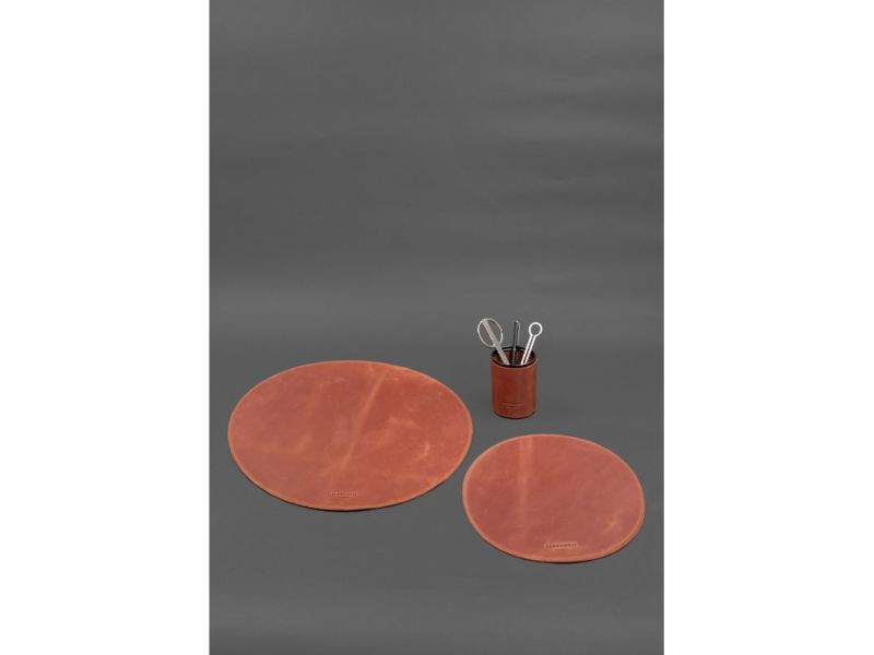 Настольный набор из натуральной кожи 1.2 светло-коричневый Crazy Horse, фото 2