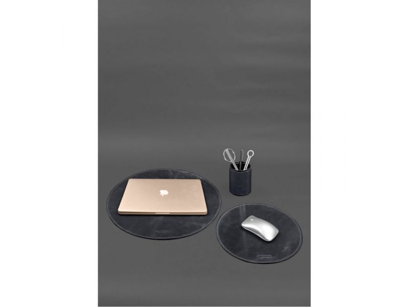 Настольный набор из натуральной кожи 1.2 синий Crazy Horse, фото 1