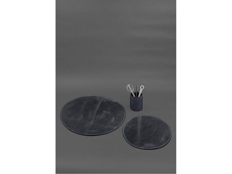 Настольный набор из натуральной кожи 1.2 синий Crazy Horse, фото 2