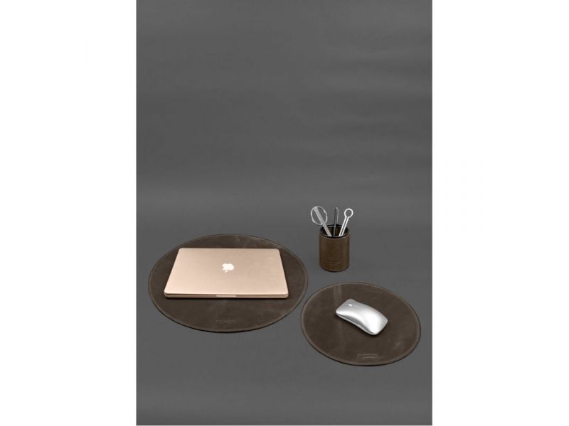 Настольный набор из натуральной кожи 1.2 темно-коричневый Crazy Horse, фото 1