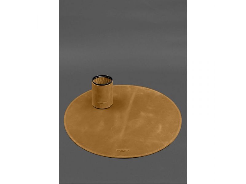 Настольный набор из натуральной кожи 1.2 желтый Crazy Horse, фото 3