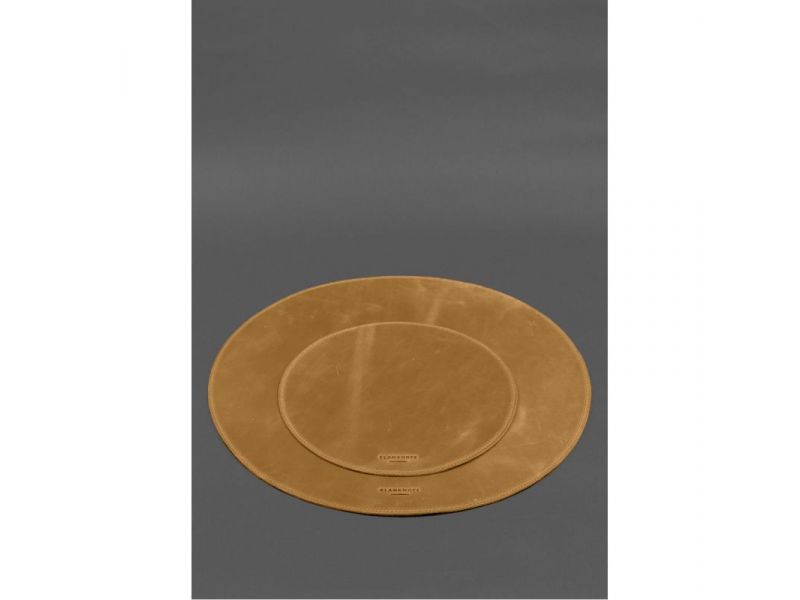 Настольный набор из натуральной кожи 1.2 желтый Crazy Horse, фото 6