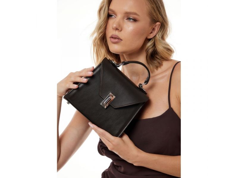 Женская кожаная сумка Futsy темно-коричневая, фото 1